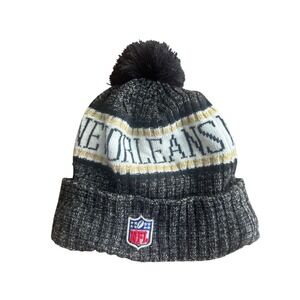 New Era NFL New Orleans Saints Pom Beanie Hat Black Gold White One Size